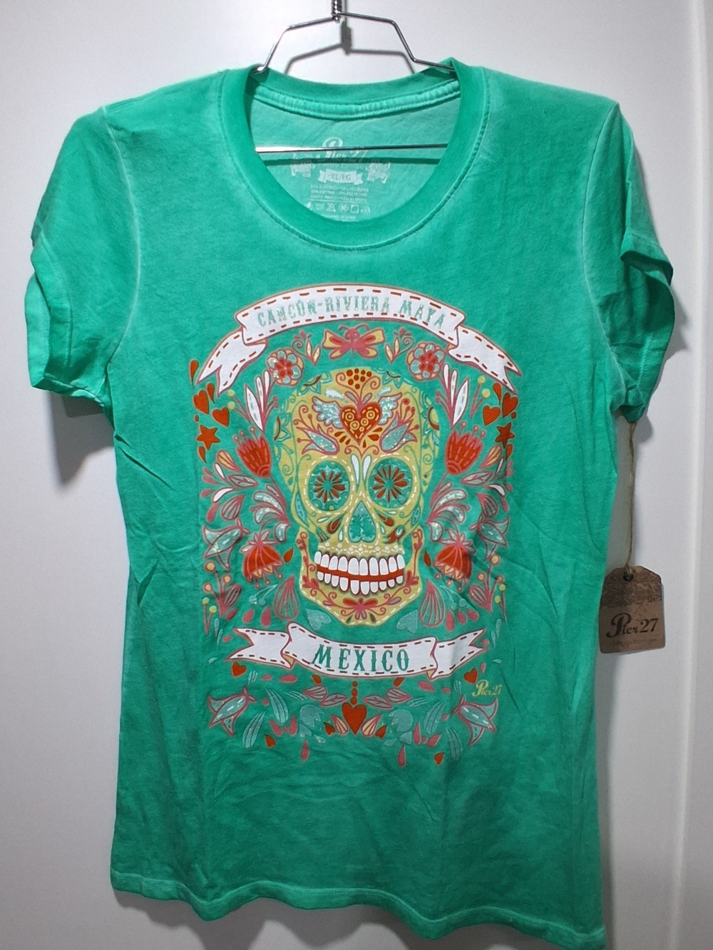 Pier 27 Cancun-Riviera Maya Mexico Souvenir Sugar Skull Graphic Tee XL